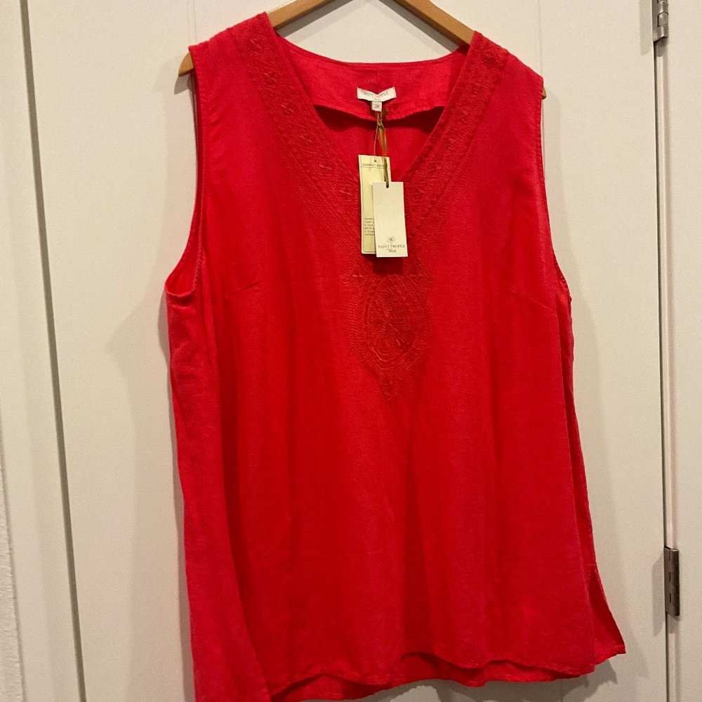 Saint Tropez West Sleeveless Red Top Size 2X NWT - Picture 4 of 12